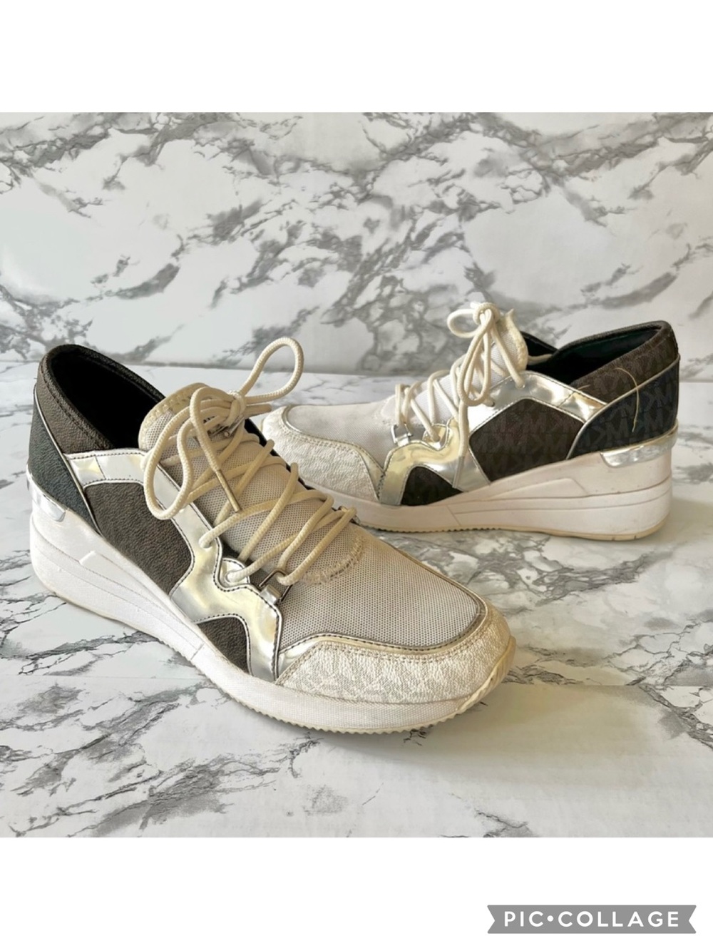 Michael Michael Kors Liv Bubble Trainer Sneakers Metallic 9.5 Fashion Logo